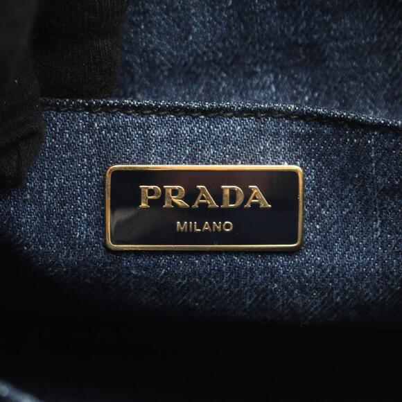 PRADA CANAPA Tote Bag Navy Blue Denim - Picture 4 of 7